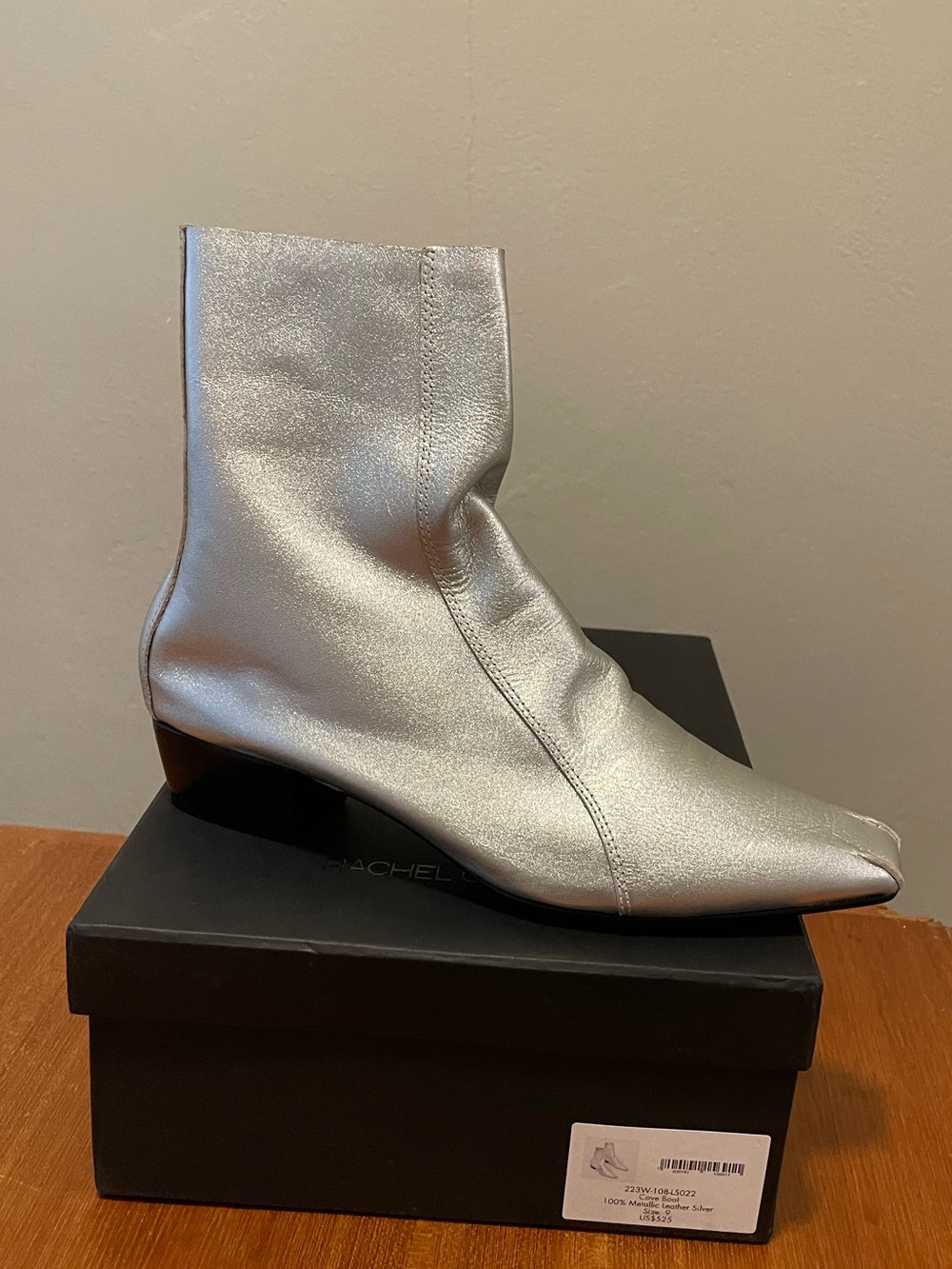 Rachel Comey Metallic Silver Ankle Boots, NIB